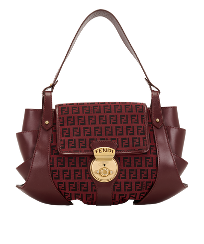 Tuc Hobo, &pound;350, Handbags, Burgundy, Canvas/Leather, Front view